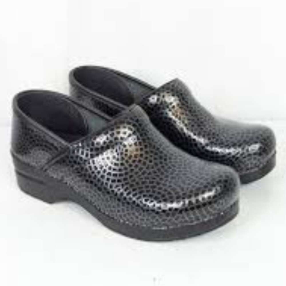 DANSKO Mosaic Geo Spiderweb Professional Wedge Clog Shoes